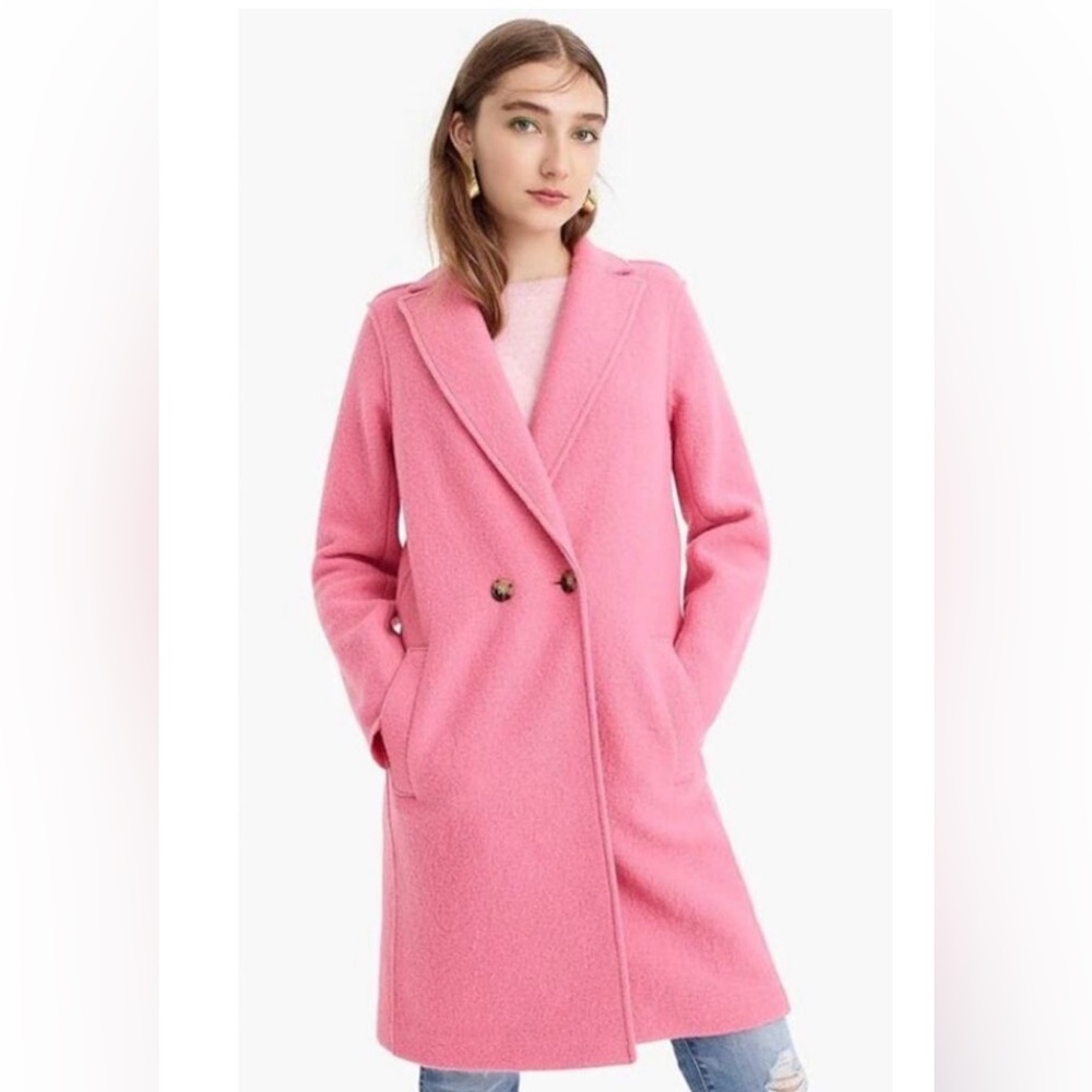 j. crew bright pink daphne italian boiled wool top coat